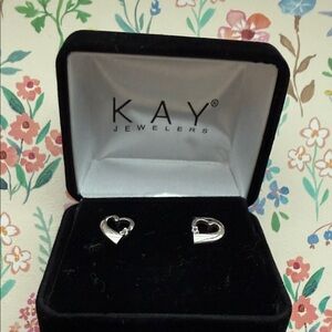 KAY JEWELERS Silver Open Heart Stud Earrings